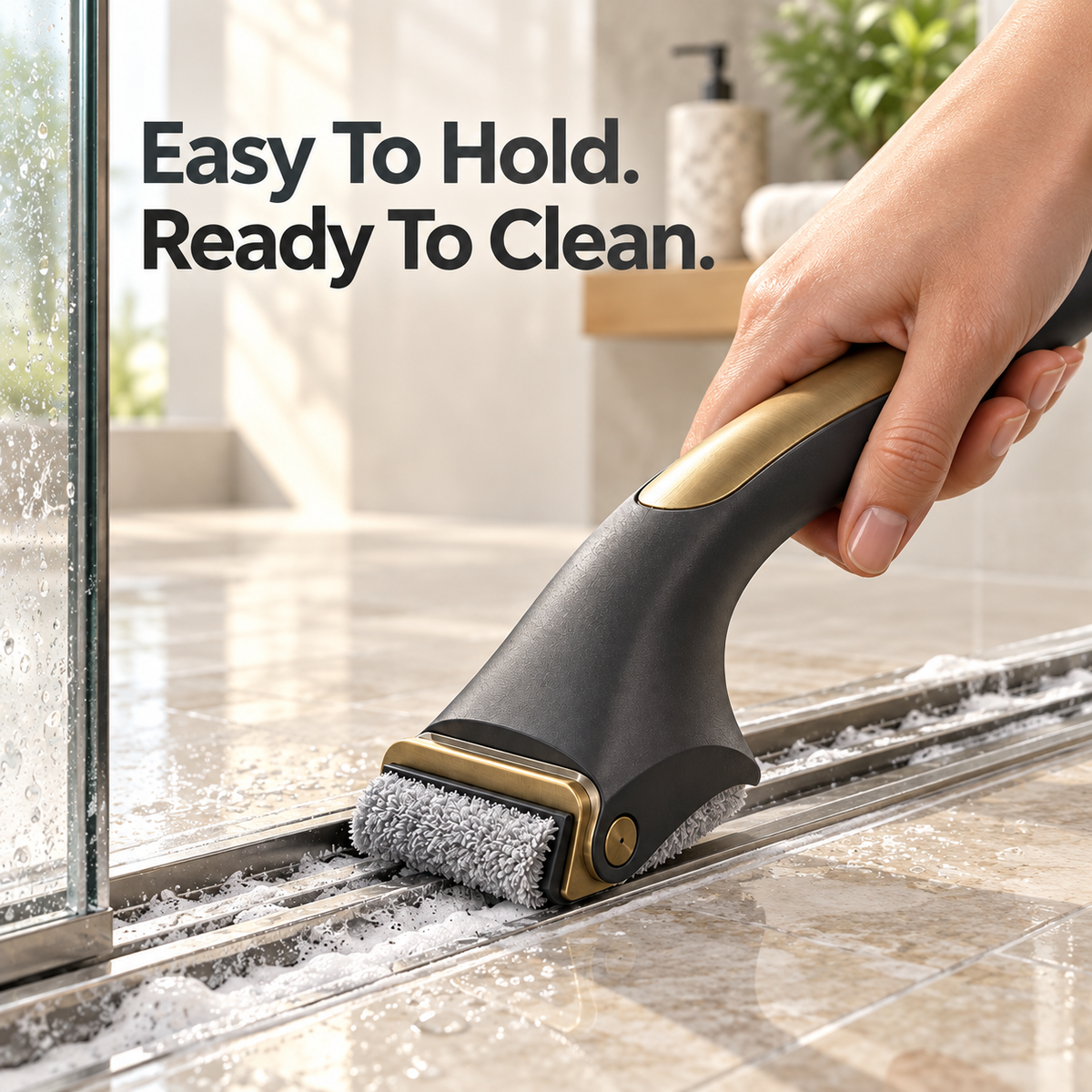 Charcoal Shower Door Track Cleaning Brush
