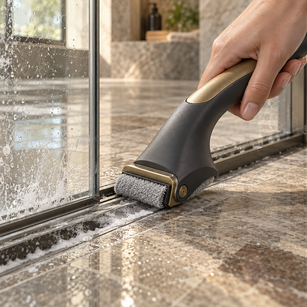 Charcoal Shower Door Track Cleaning Brush