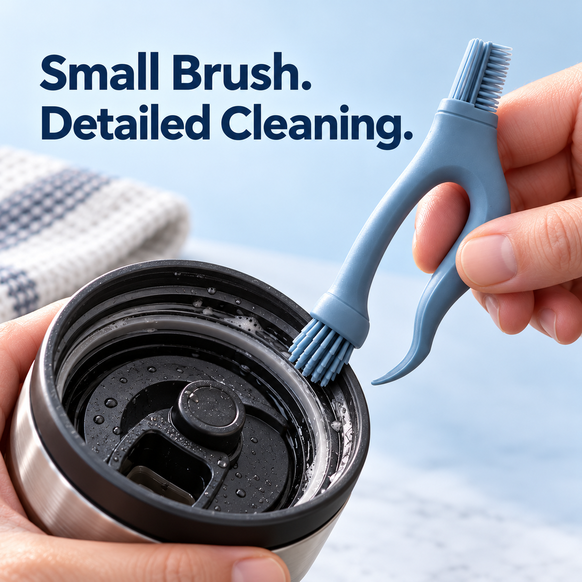 Dusty Blue Bottle Lid Detail Cleaning Brush