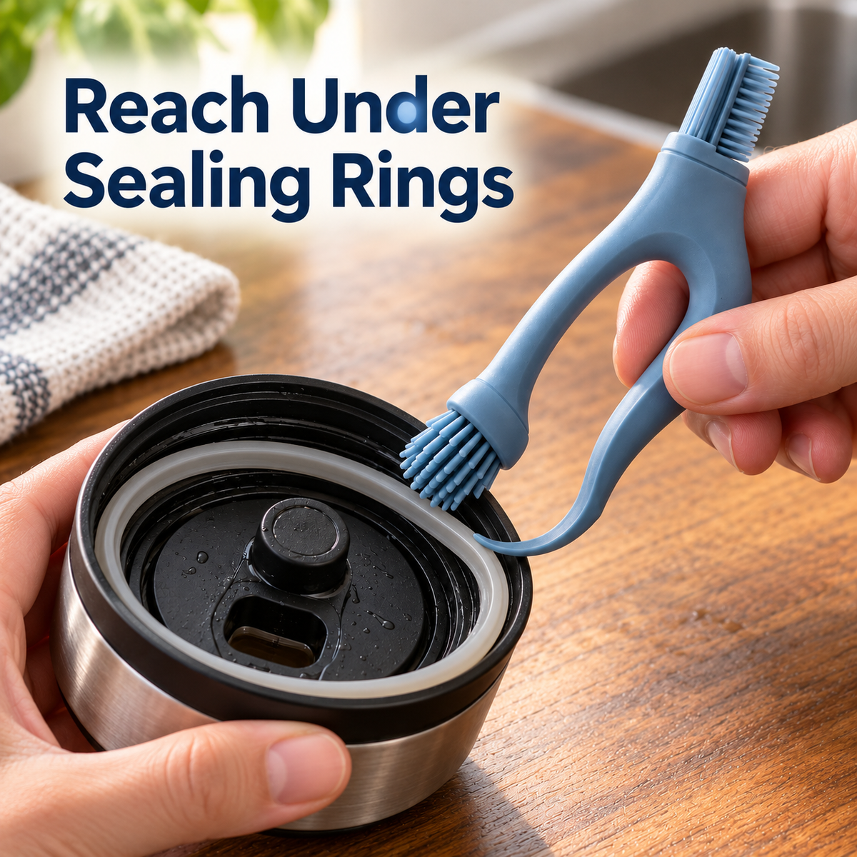 Dusty Blue Bottle Lid Detail Cleaning Brush