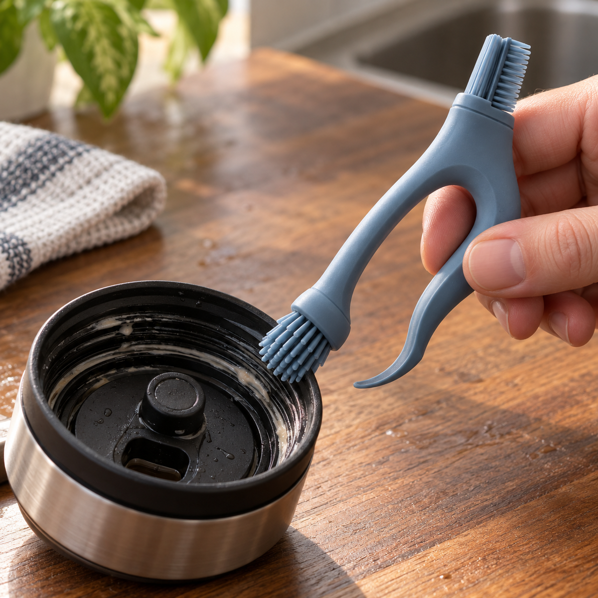 Dusty Blue Bottle Lid Detail Cleaning Brush