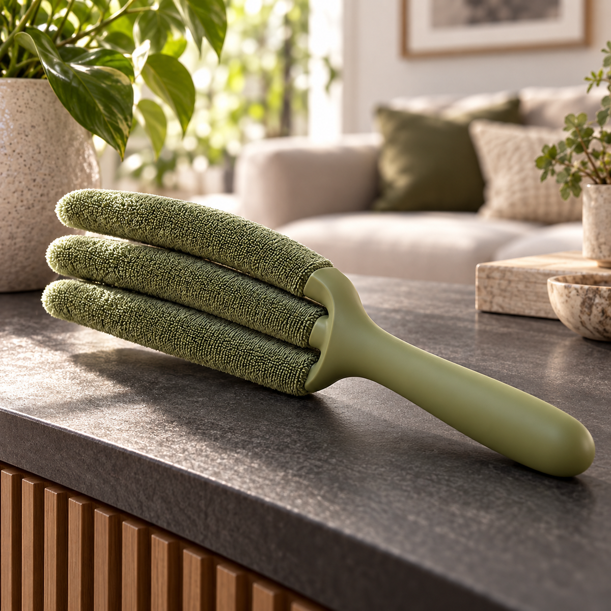 Olive Three-Layer Venetian Blind Duster