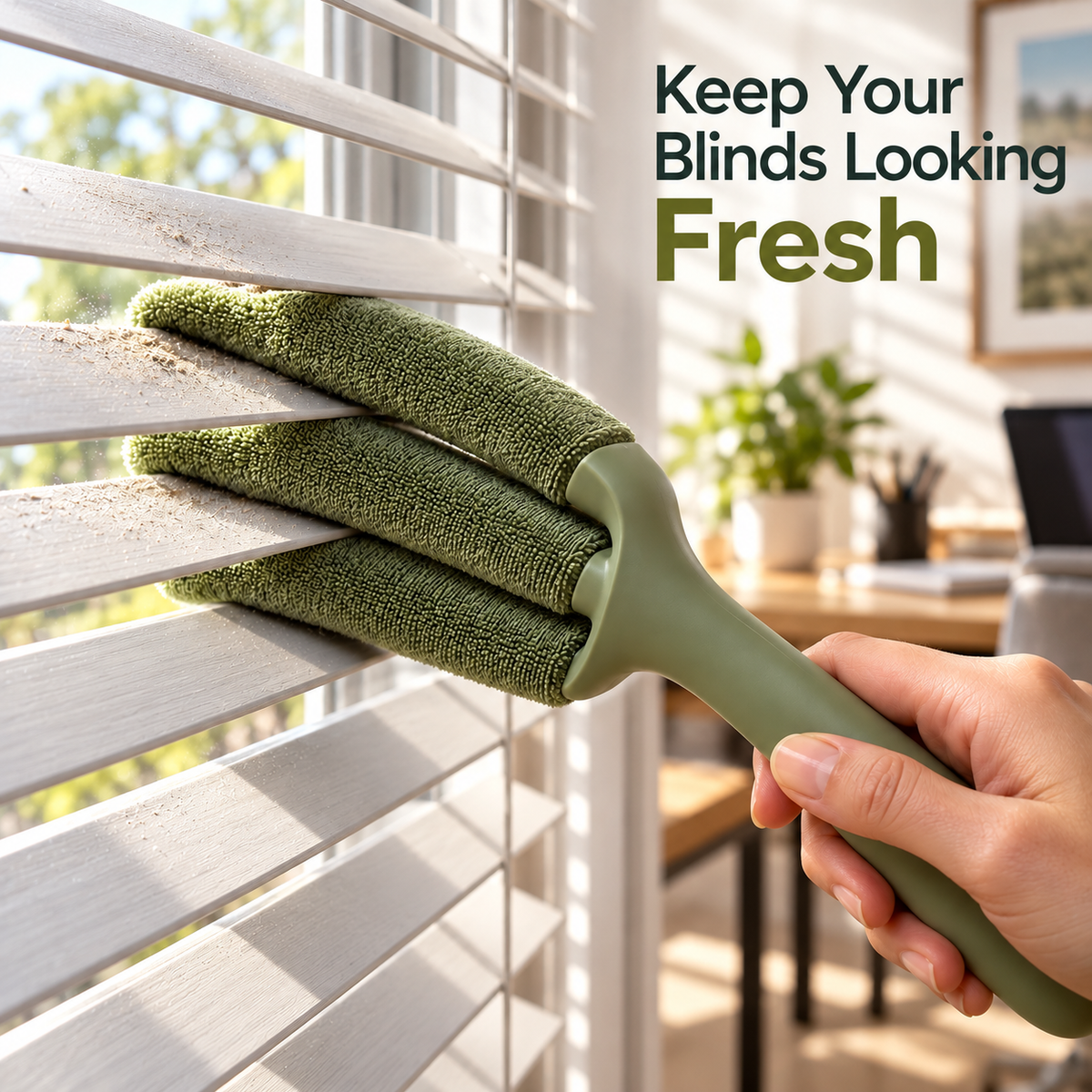 Olive Three-Layer Venetian Blind Duster