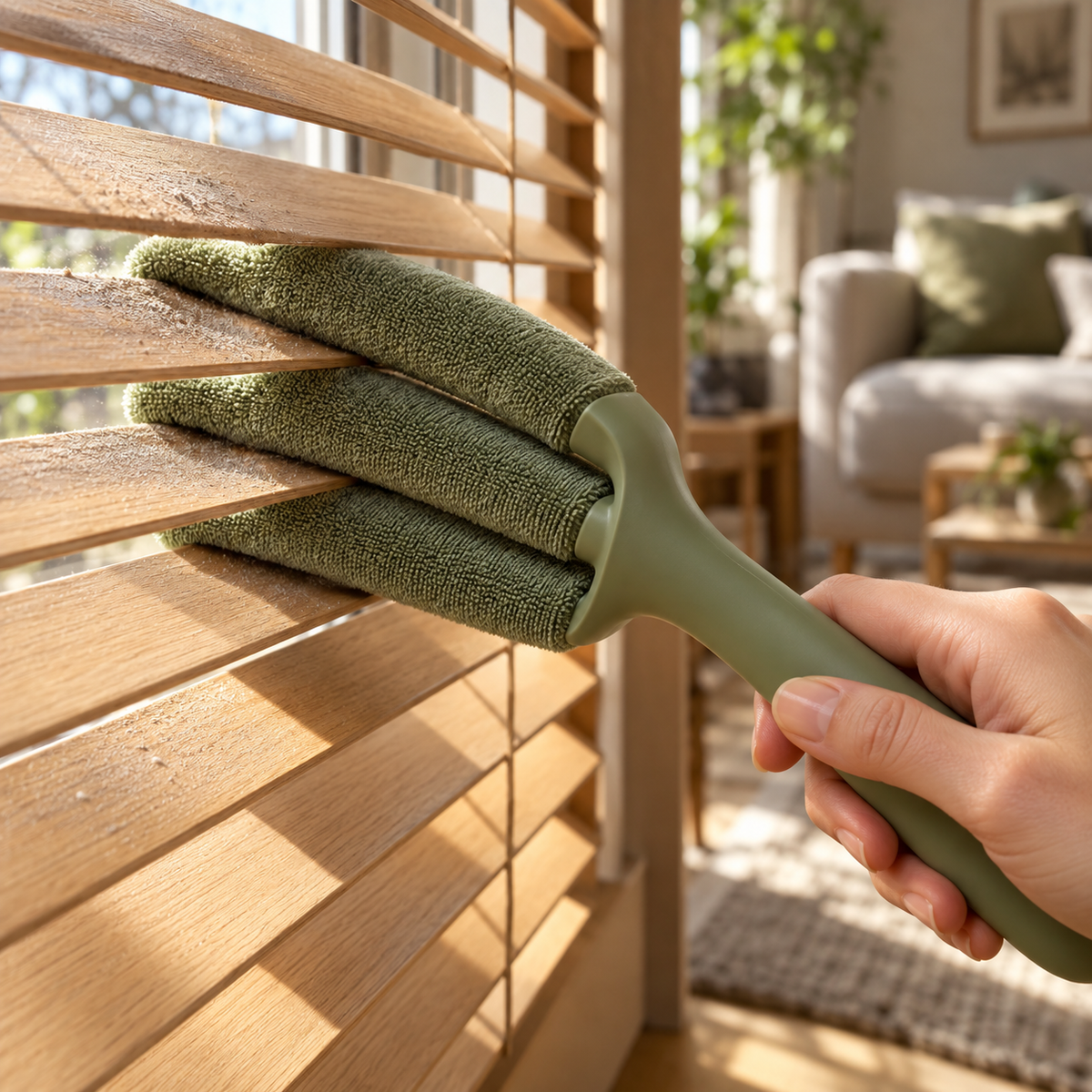 Olive Three-Layer Venetian Blind Duster